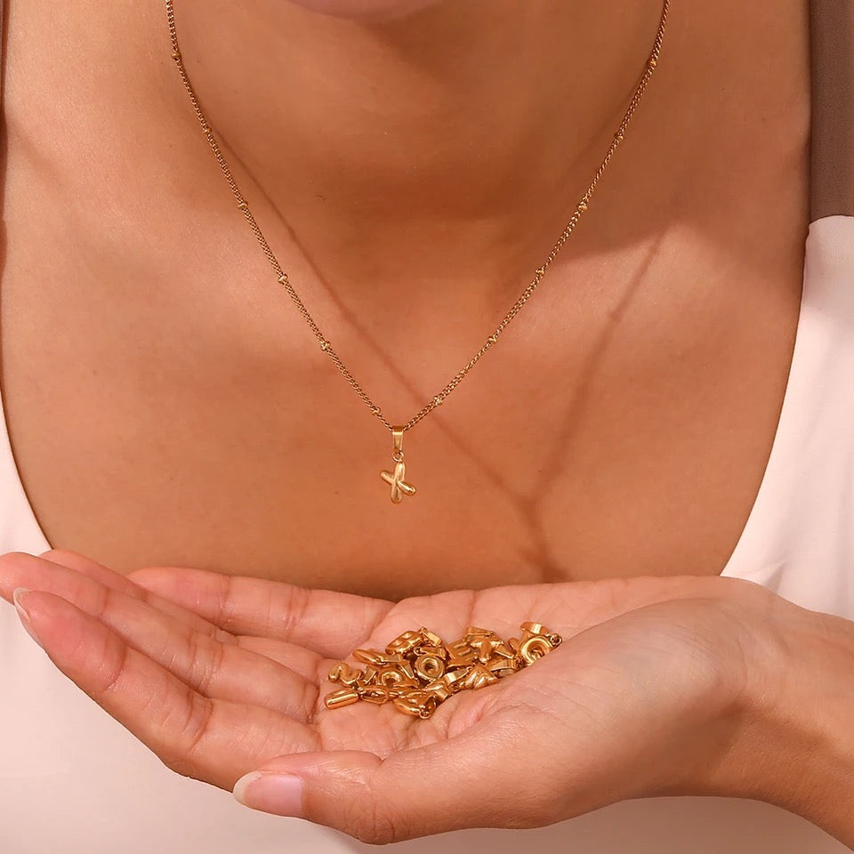 Tiny charm alphabet necklace