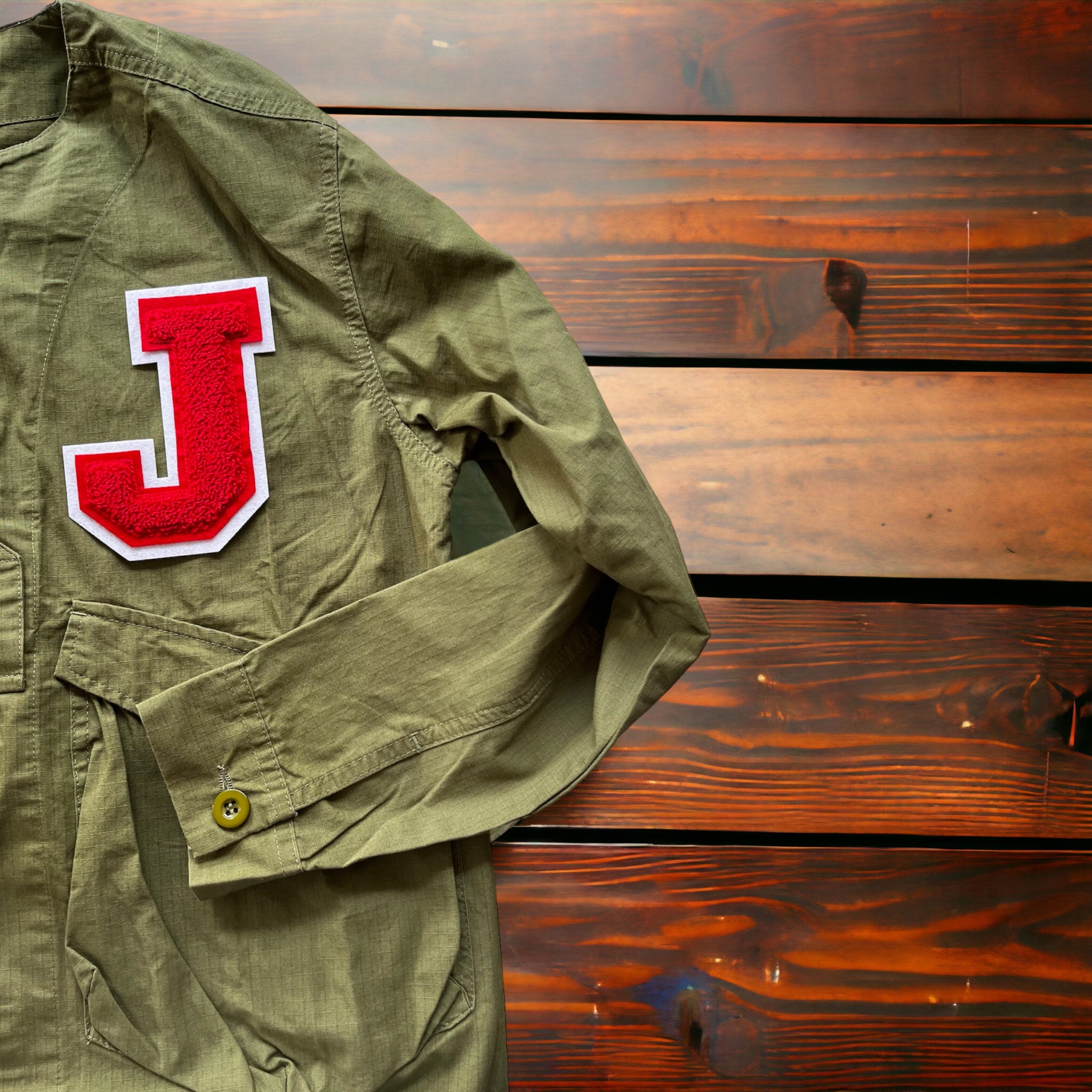 Personalised khaki shacket