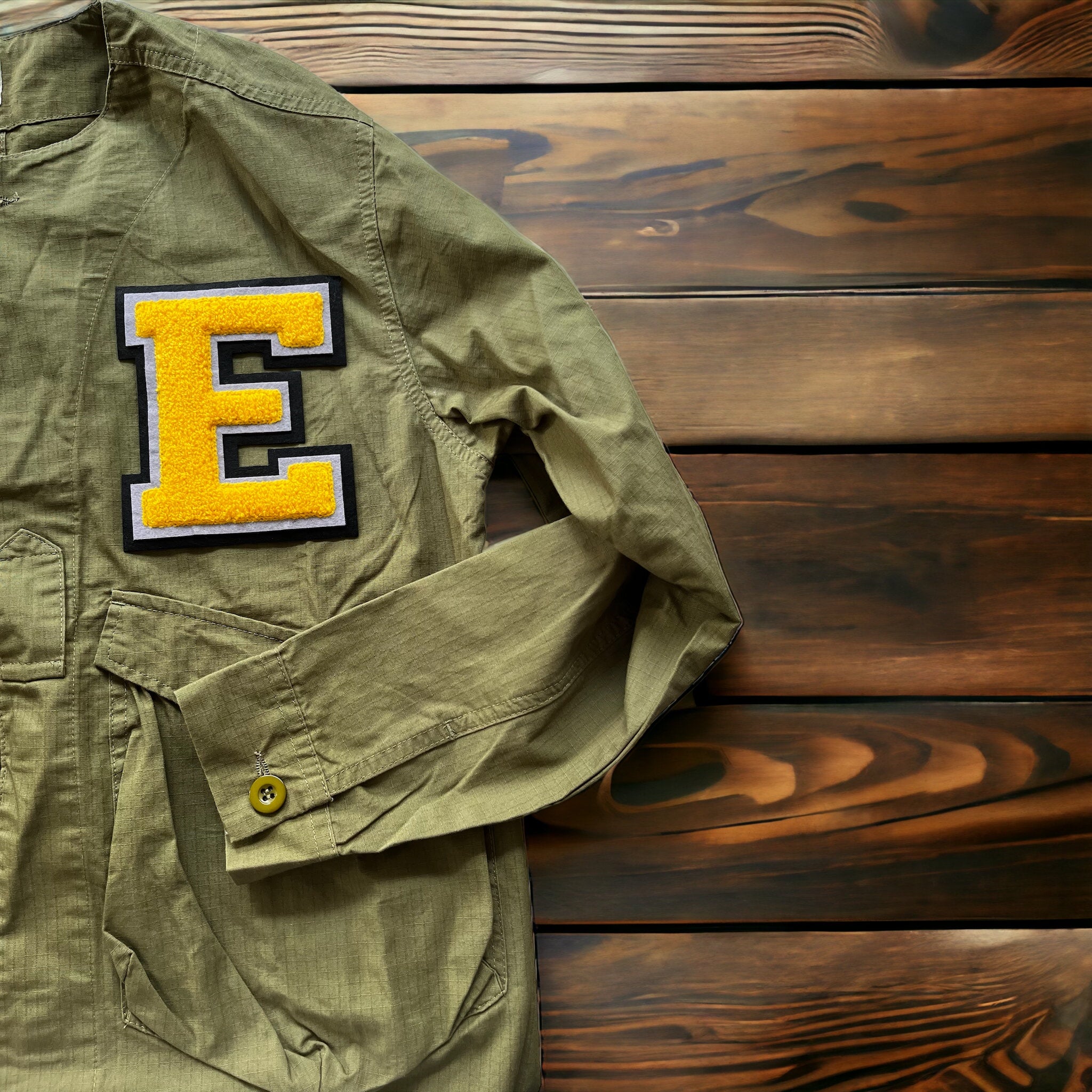 Personalised khaki shacket
