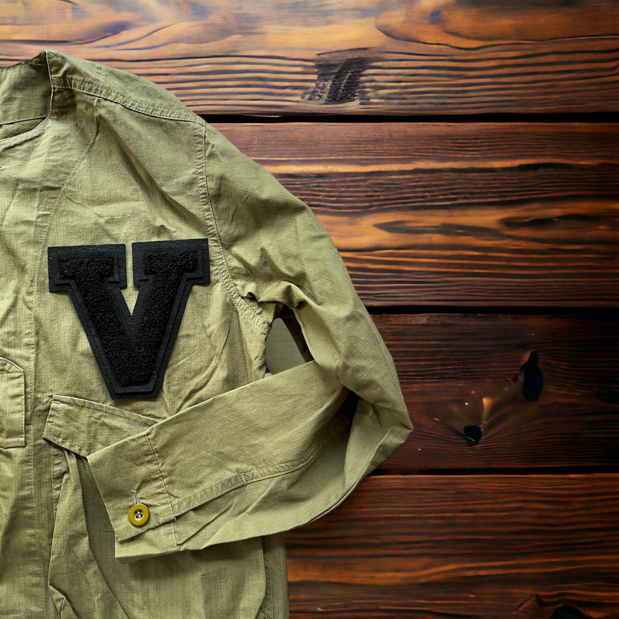 Personalised khaki shacket