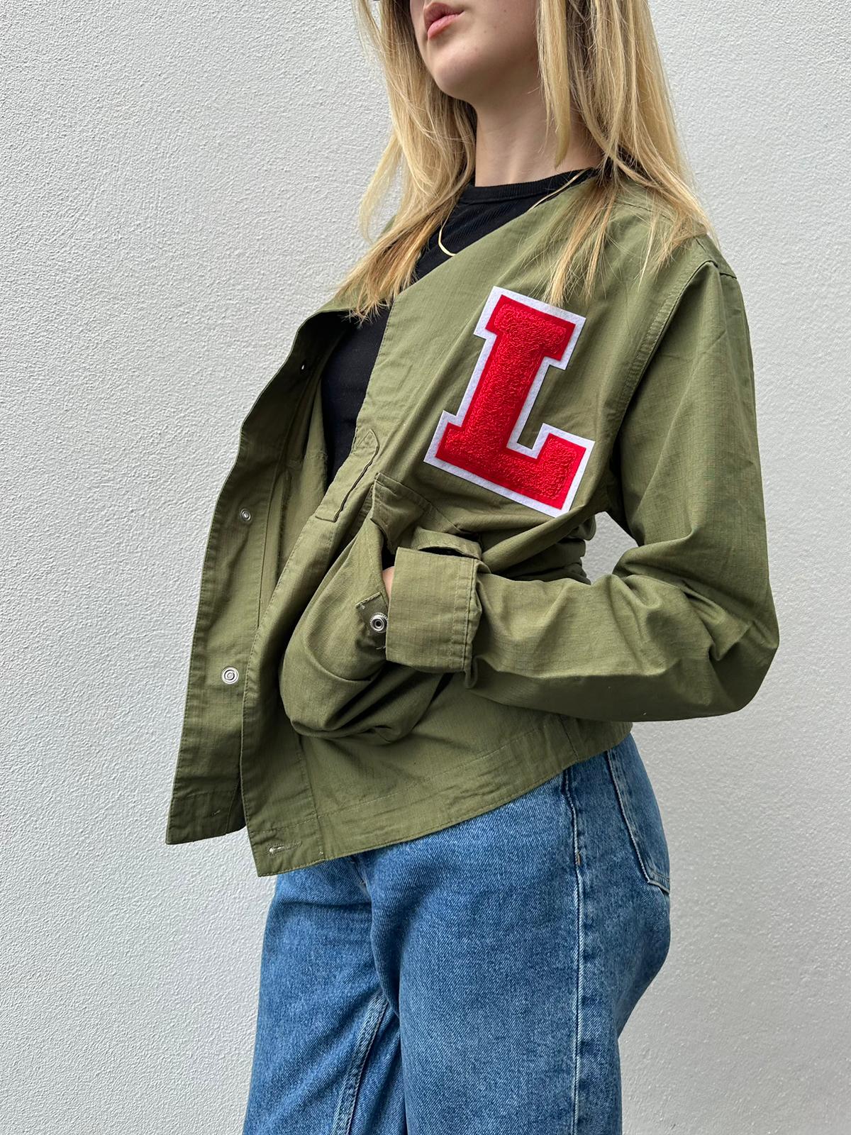 Personalised khaki shacket