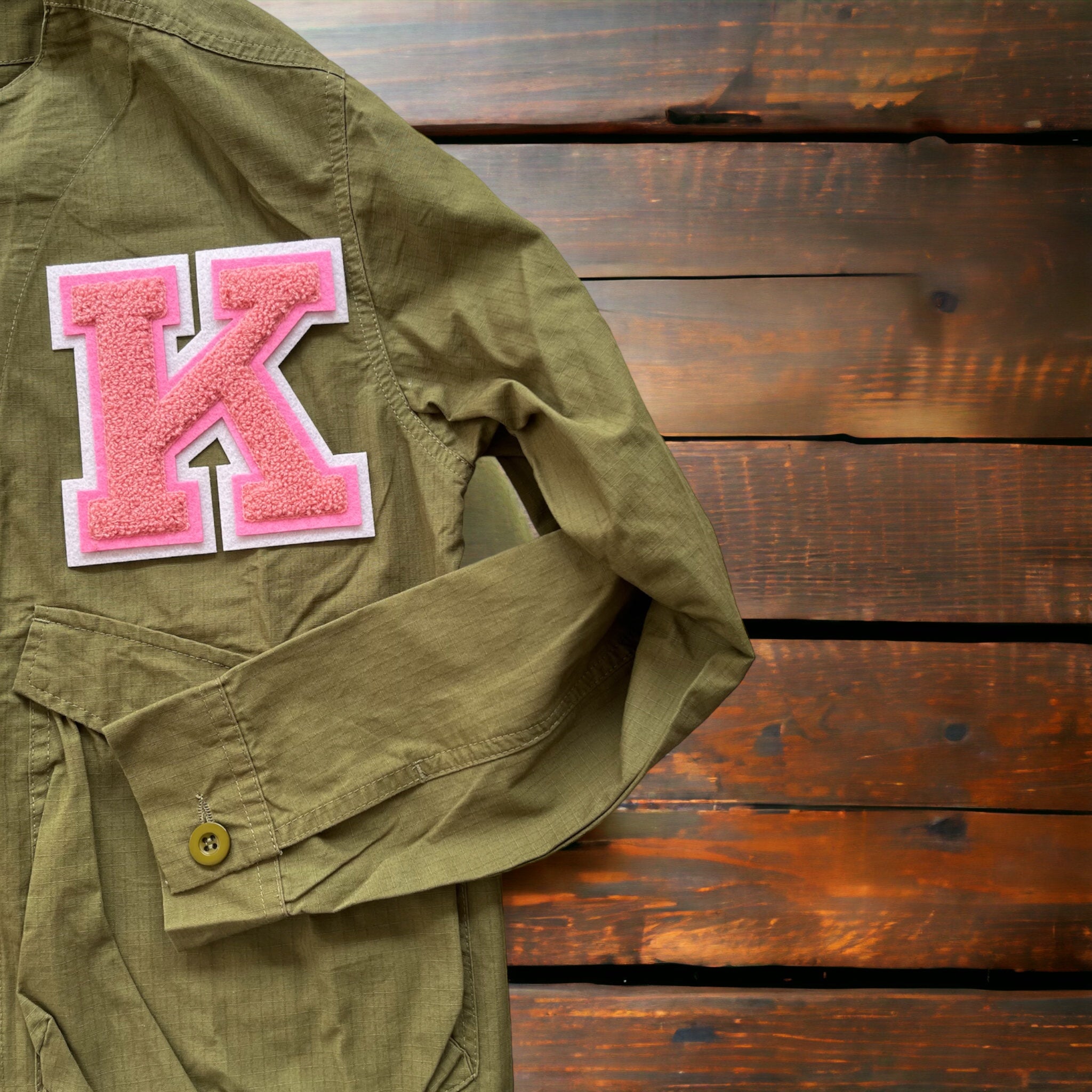 Personalised khaki shacket
