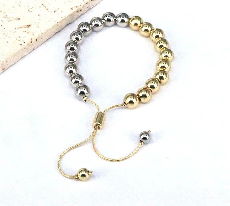 Mixed metal heavy bead bracelet