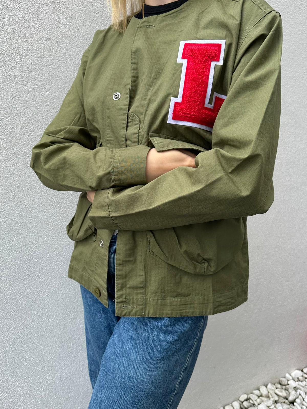 Personalised khaki shacket