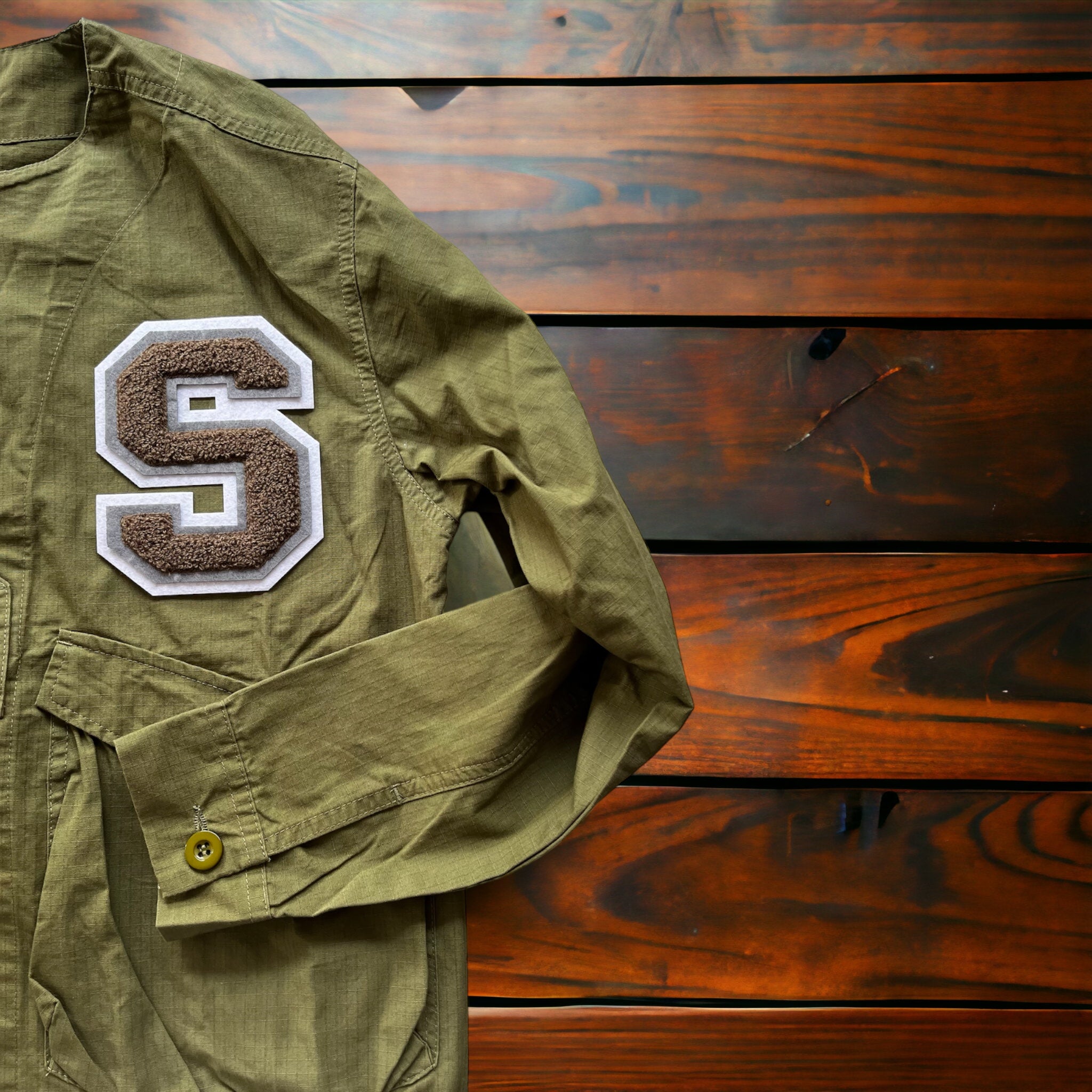 Personalised khaki shacket