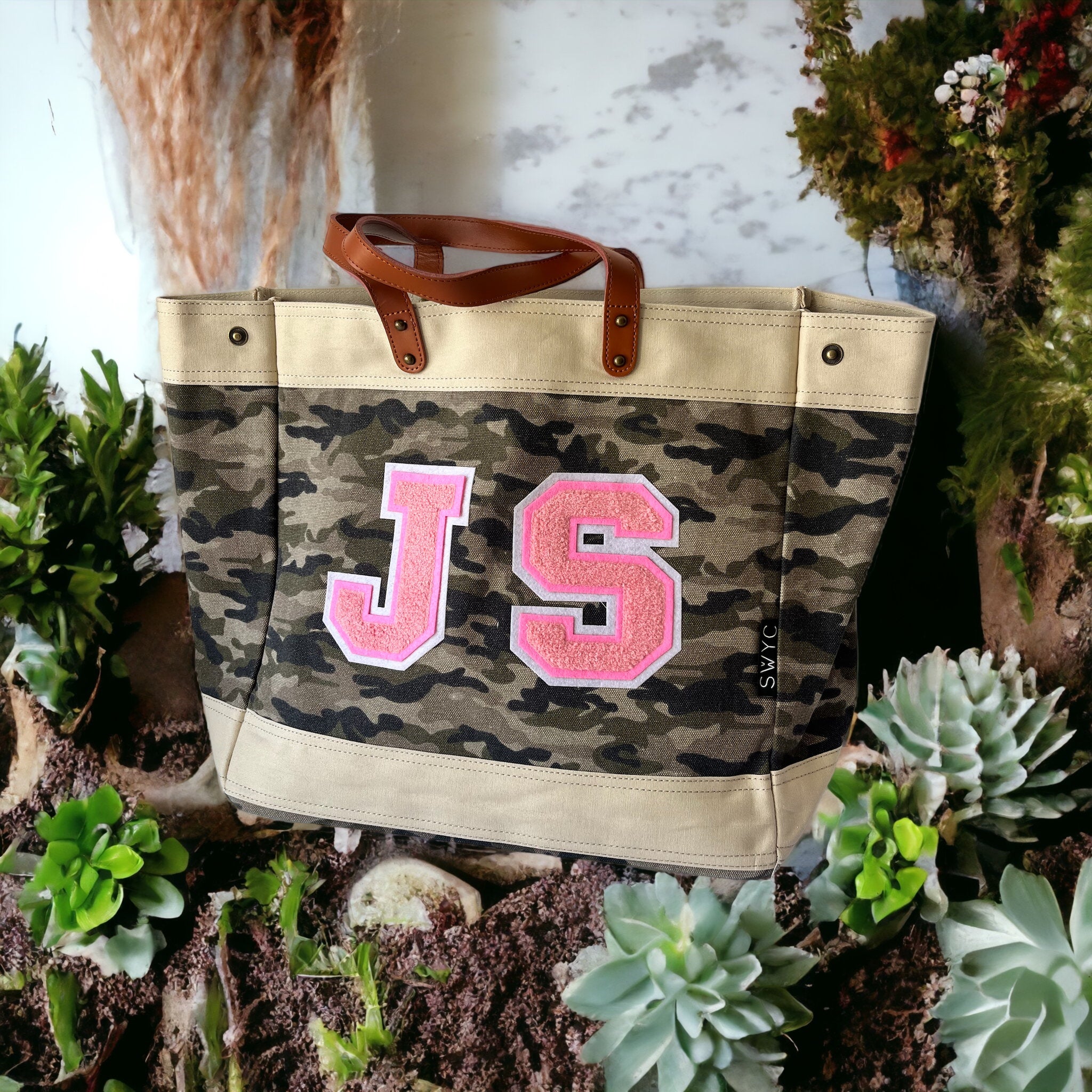 Camo print market shopper bag