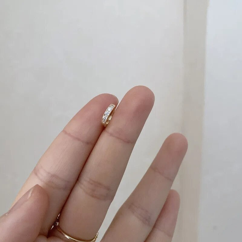 Half stone huggy earrings