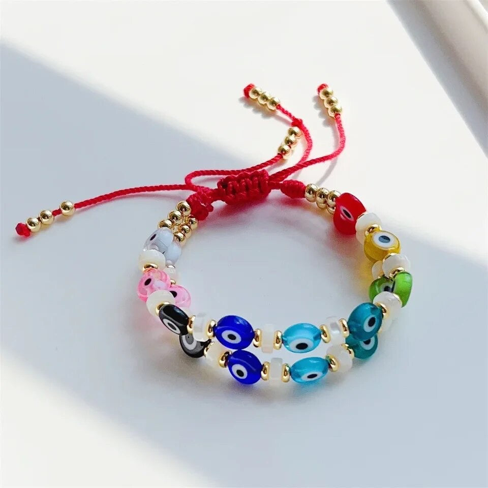 Glass bead eye multicoloured bracelet