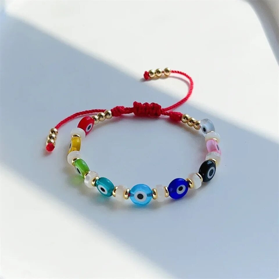 Glass bead eye multicoloured bracelet