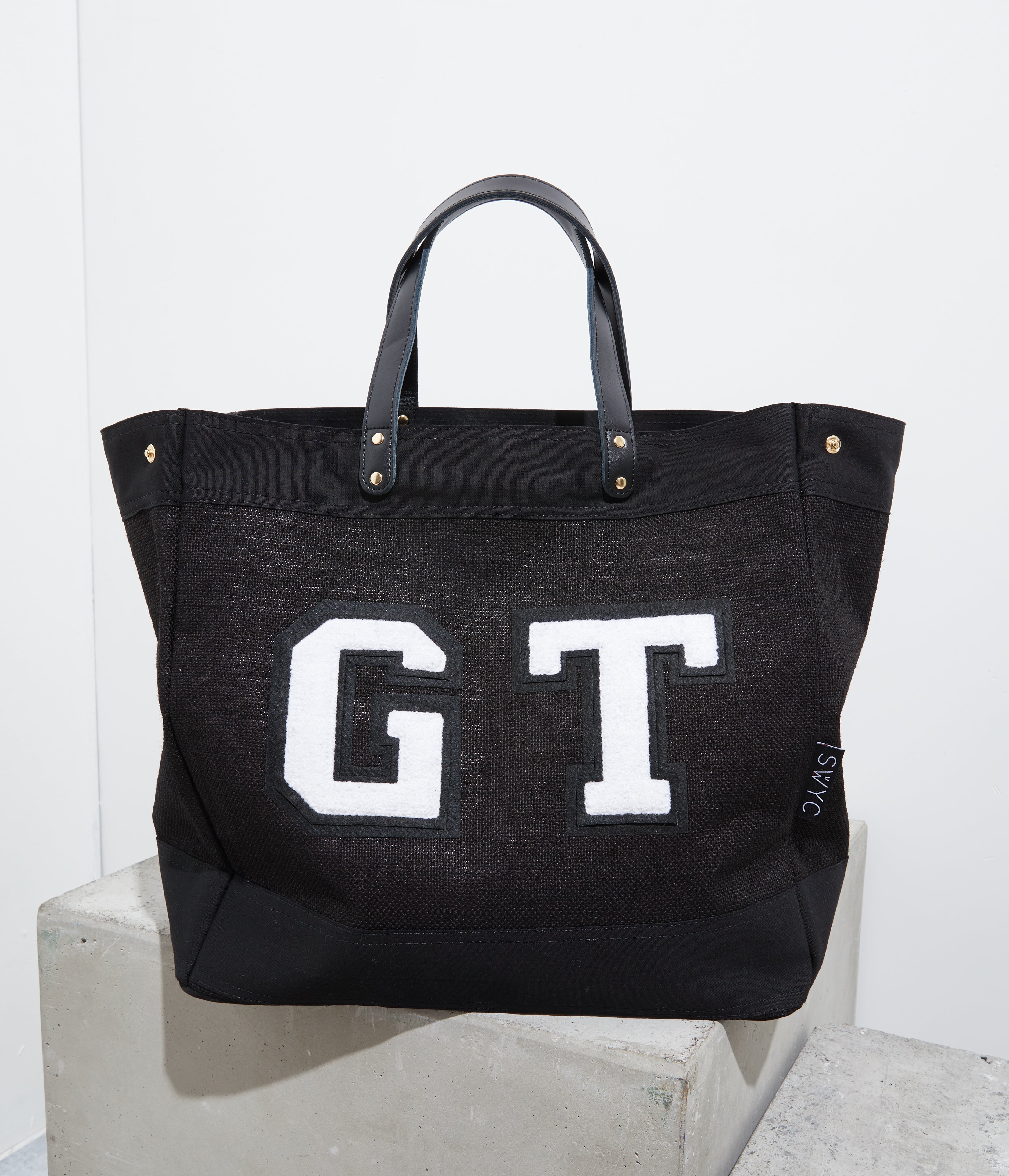 Black jute market shopper bag