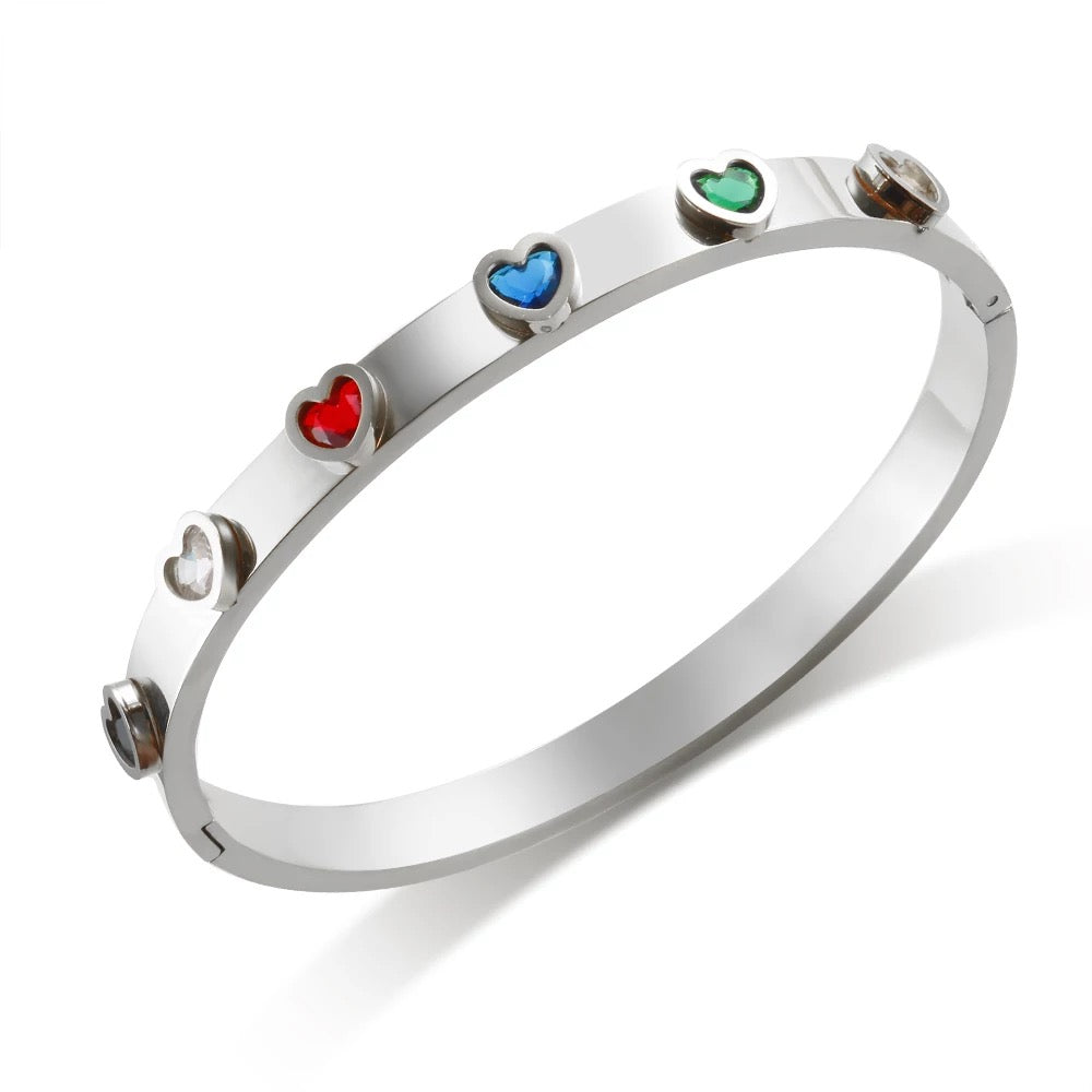 Heart stone bangle