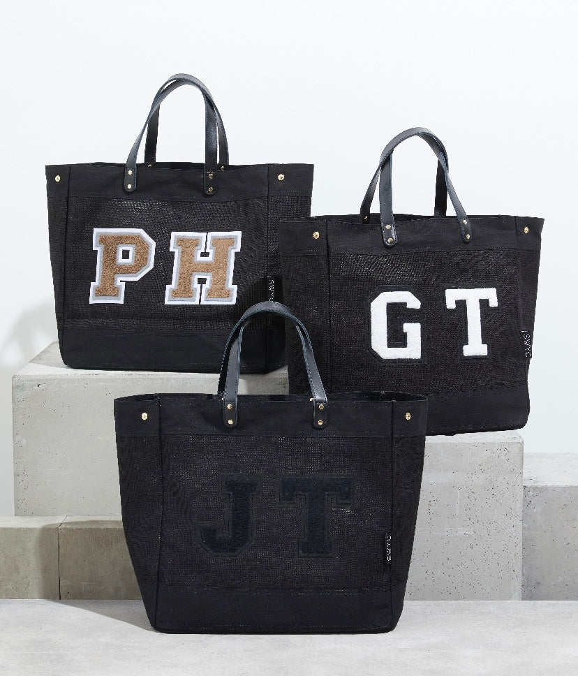 Black jute market shopper bag