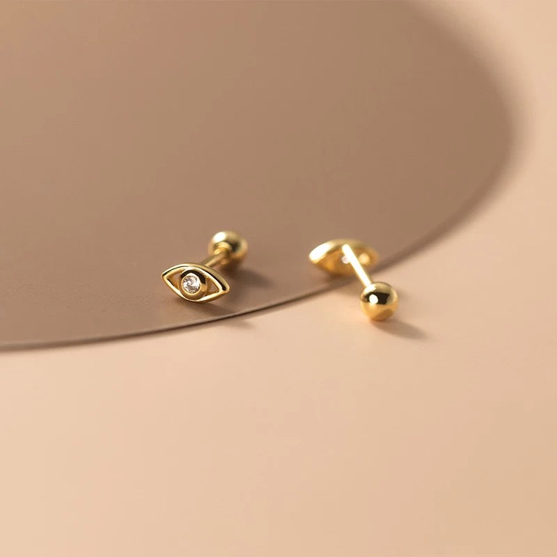 Mini evil eye stud earrings