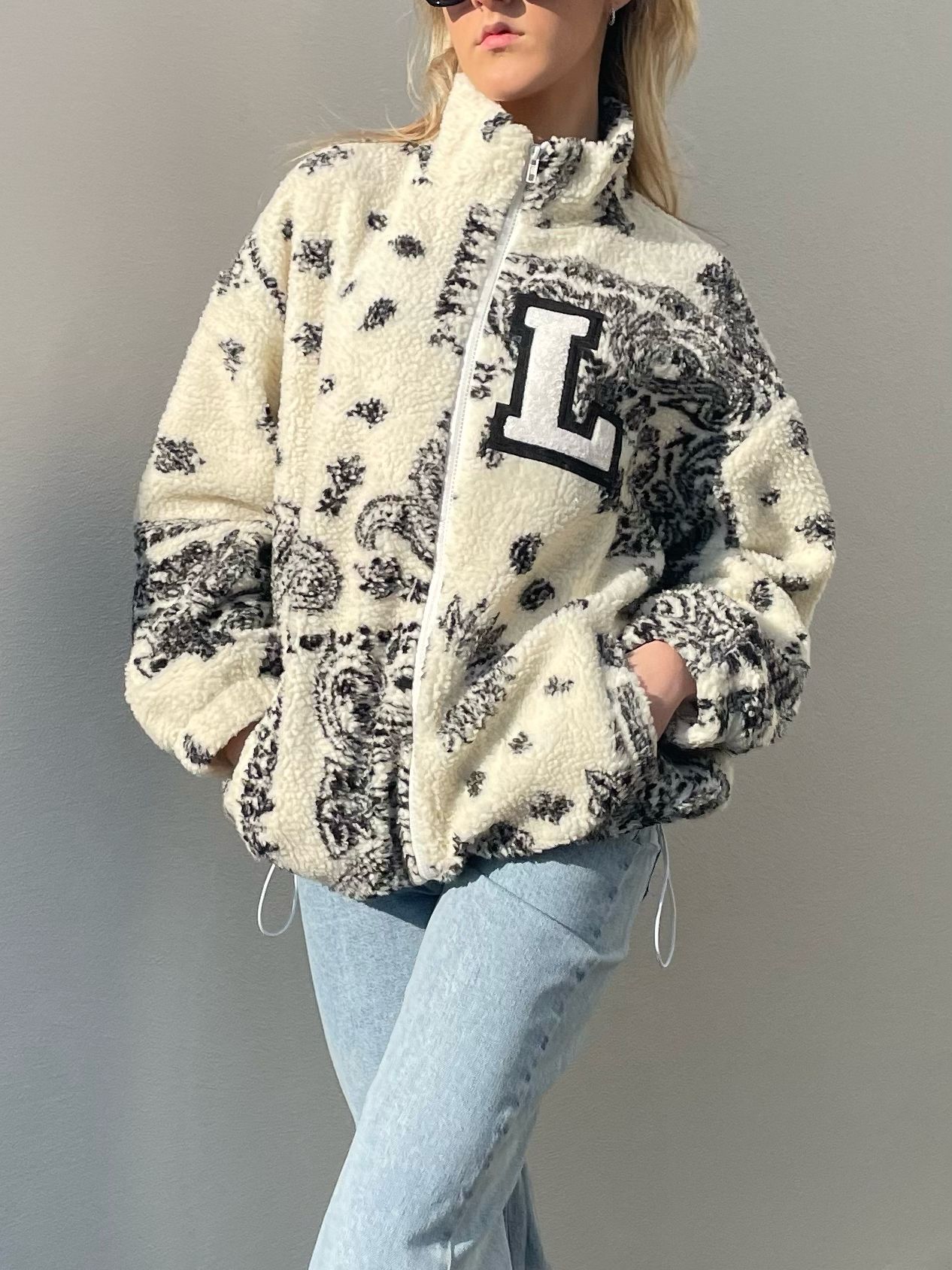 Adults personalised bandana print fleece jacket