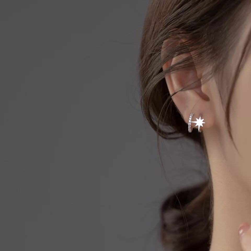 Double hoop star earrings