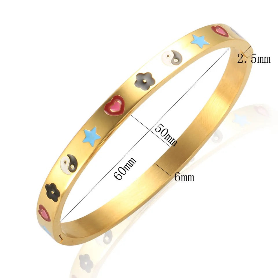 Gold enamel bangle