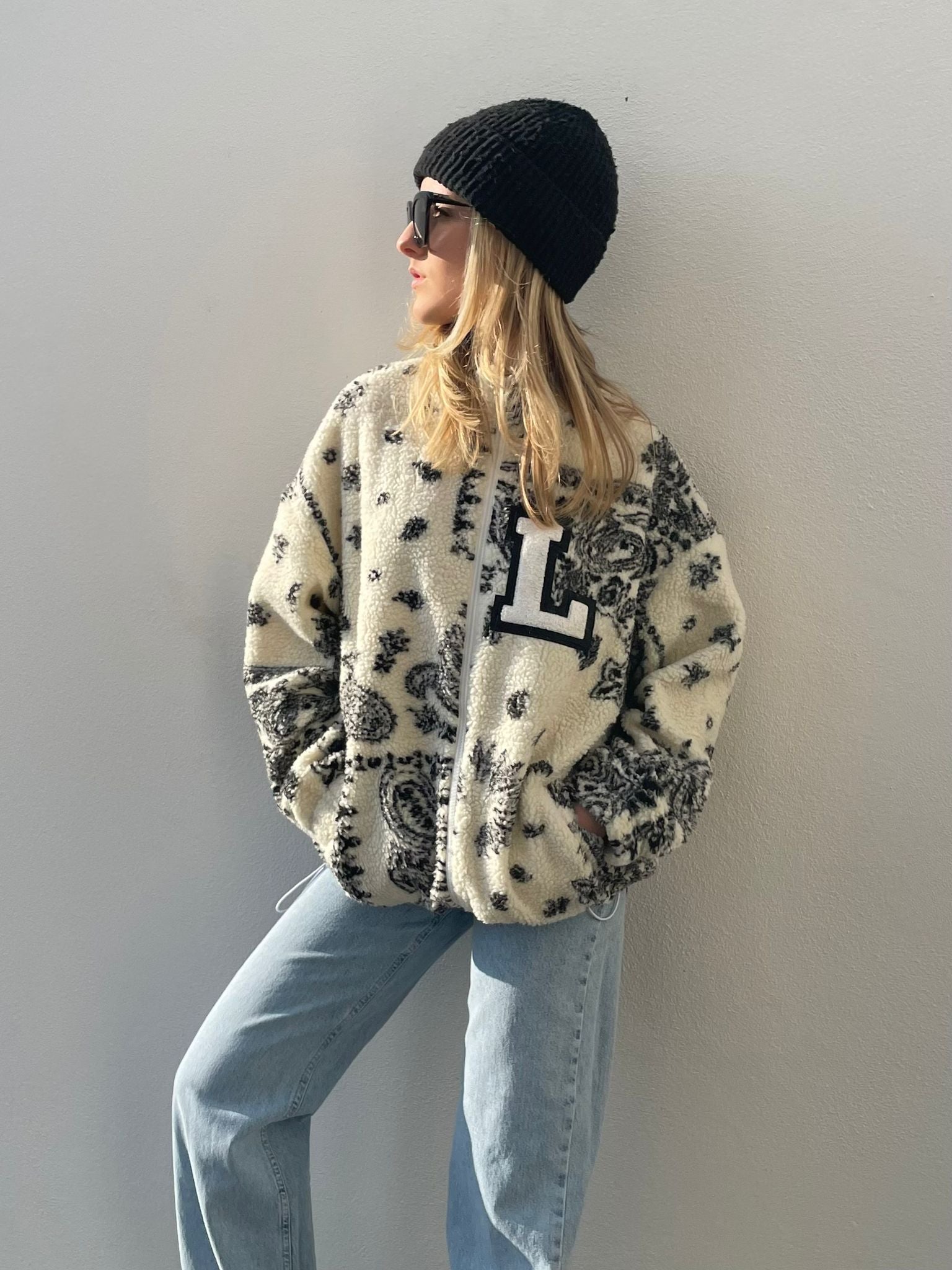 Adults personalised bandana print fleece jacket