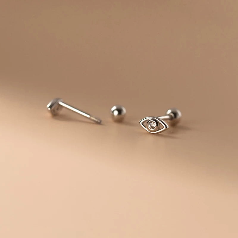 Mini evil eye stud earrings