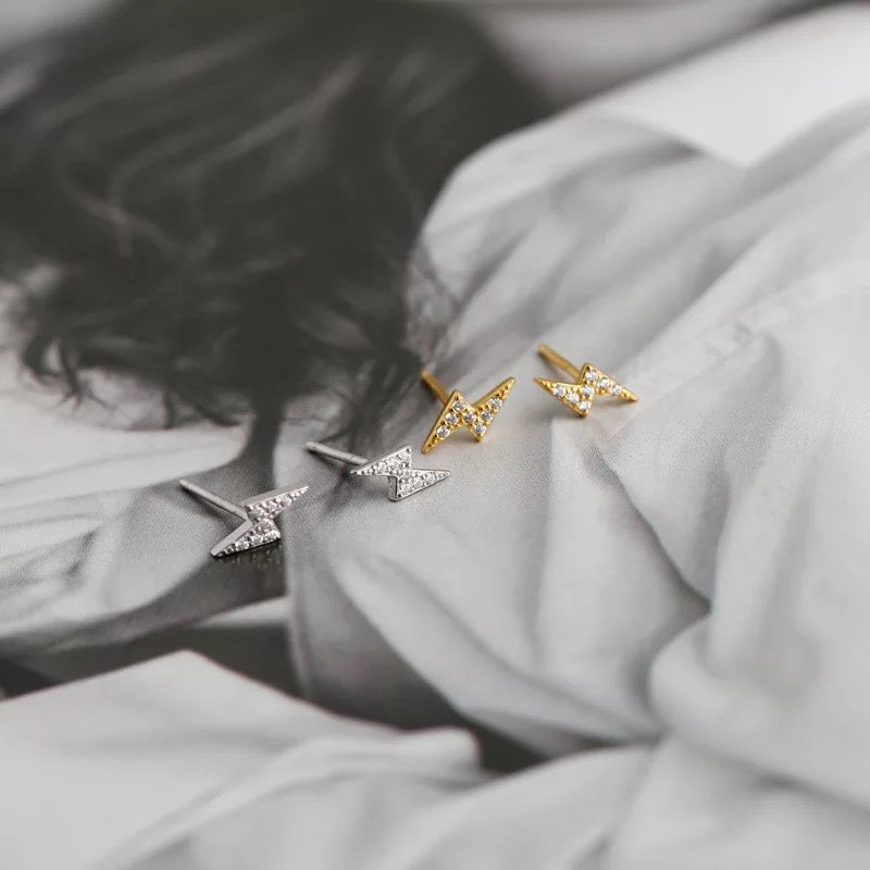 Mini pave crystal lightening stud earrings