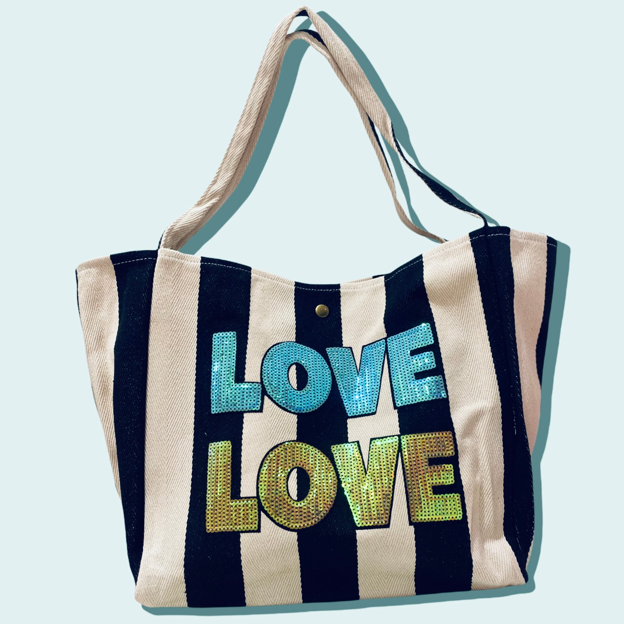 LOVE LOVE sequin bag - black stripe