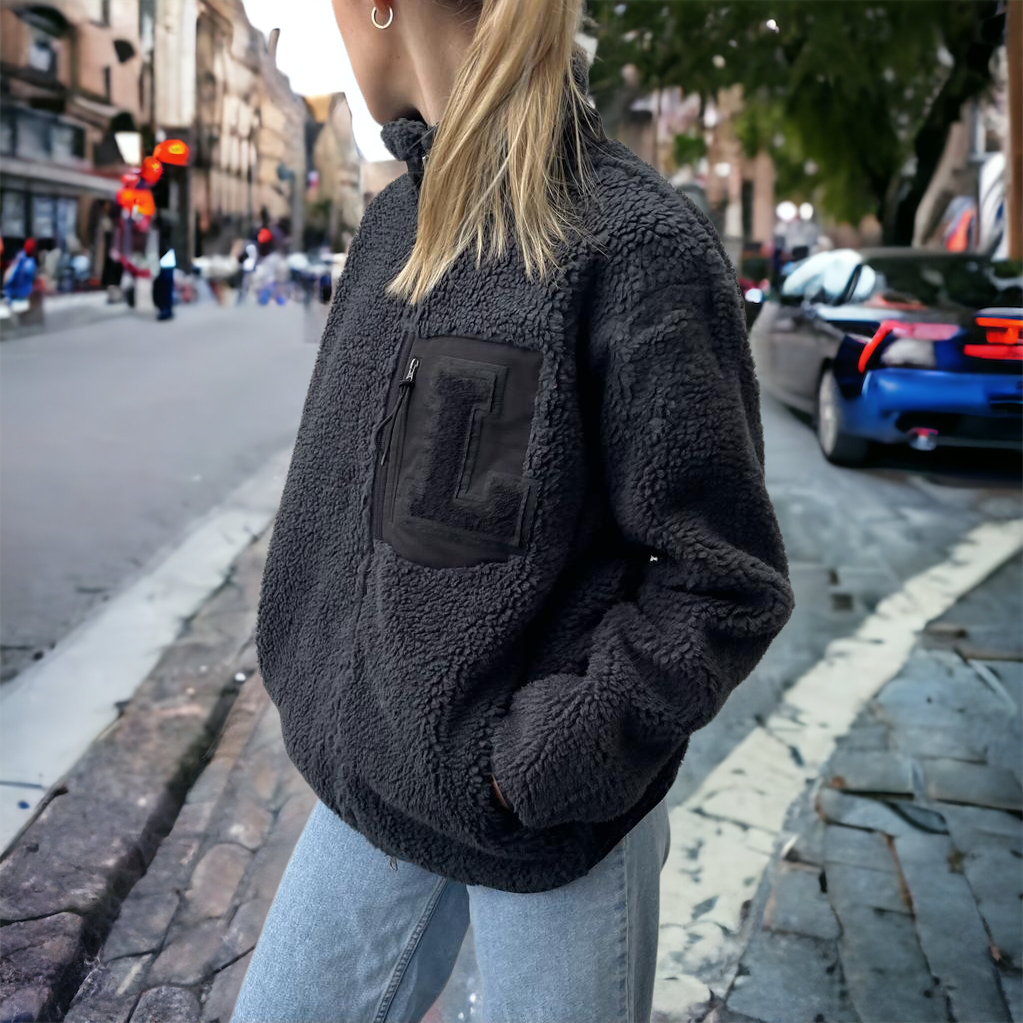 Adults personalised fleece jacket GREY