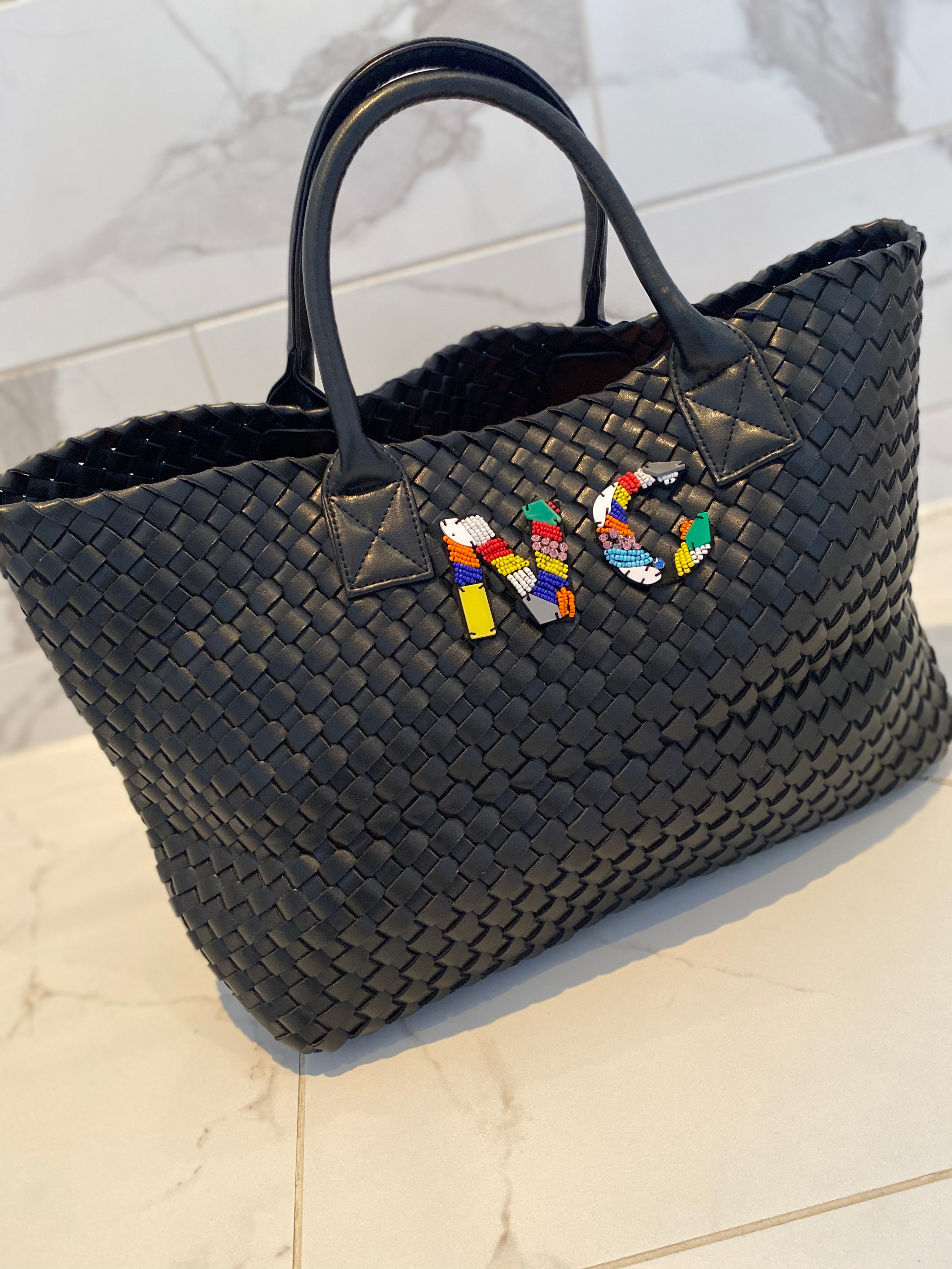 BLACK WOVEN SHOPPER BAG