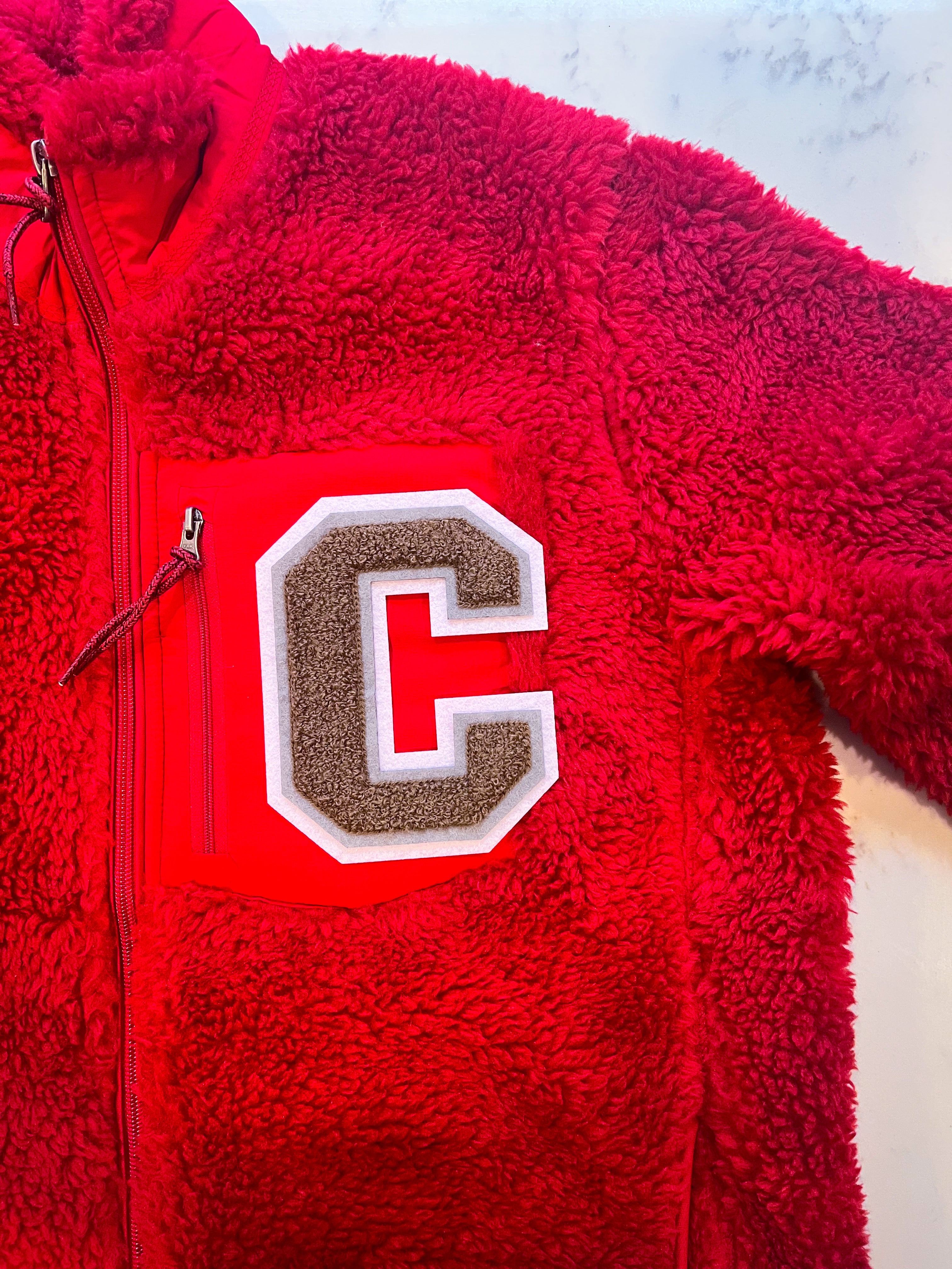 Adults personalised fleece jacket RED