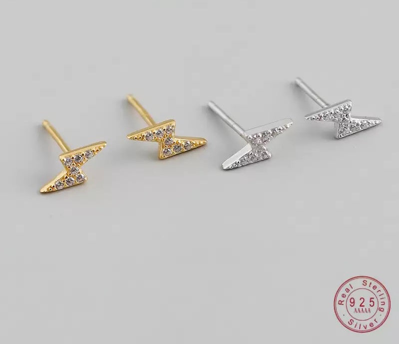 Mini pave crystal lightening stud earrings