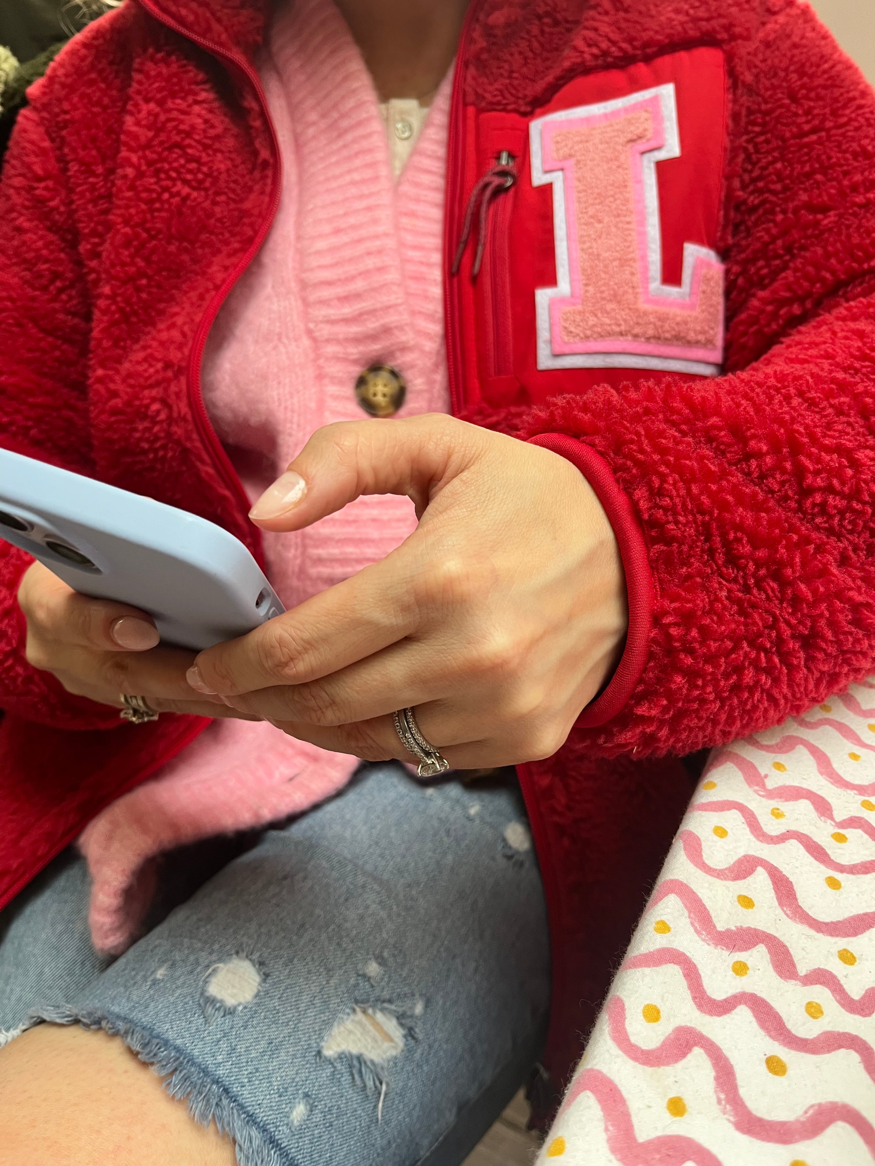Adults personalised fleece jacket RED