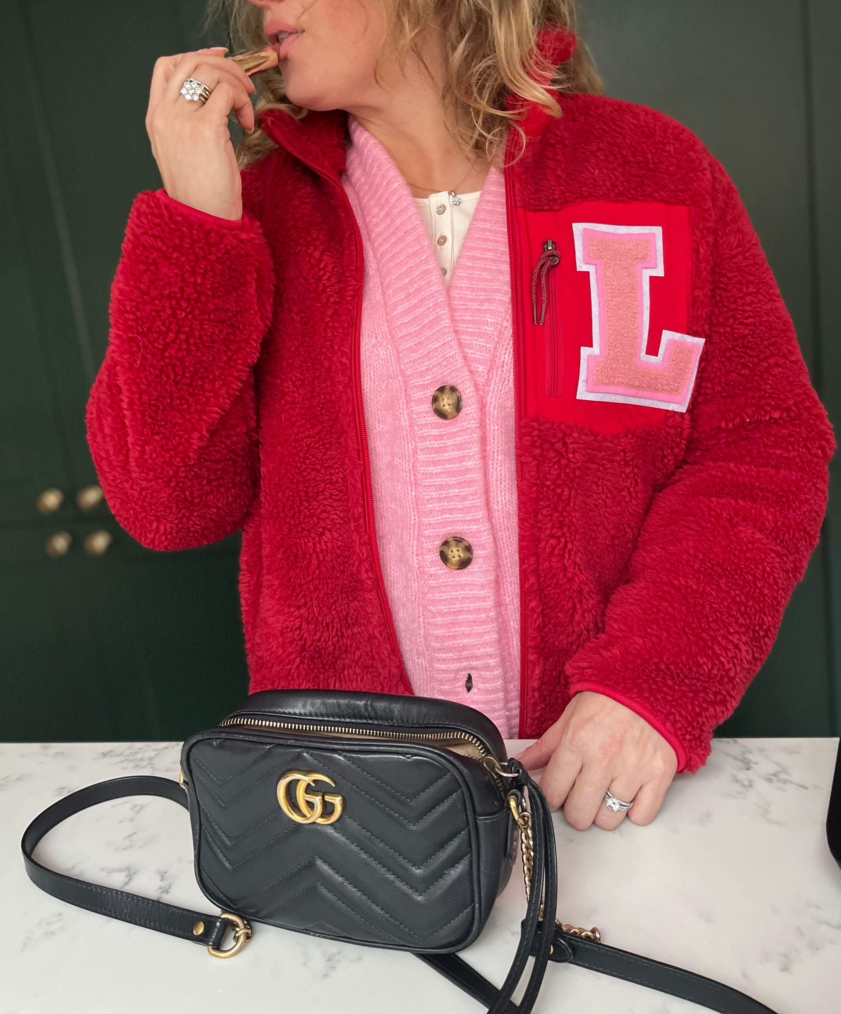 Adults personalised fleece jacket RED