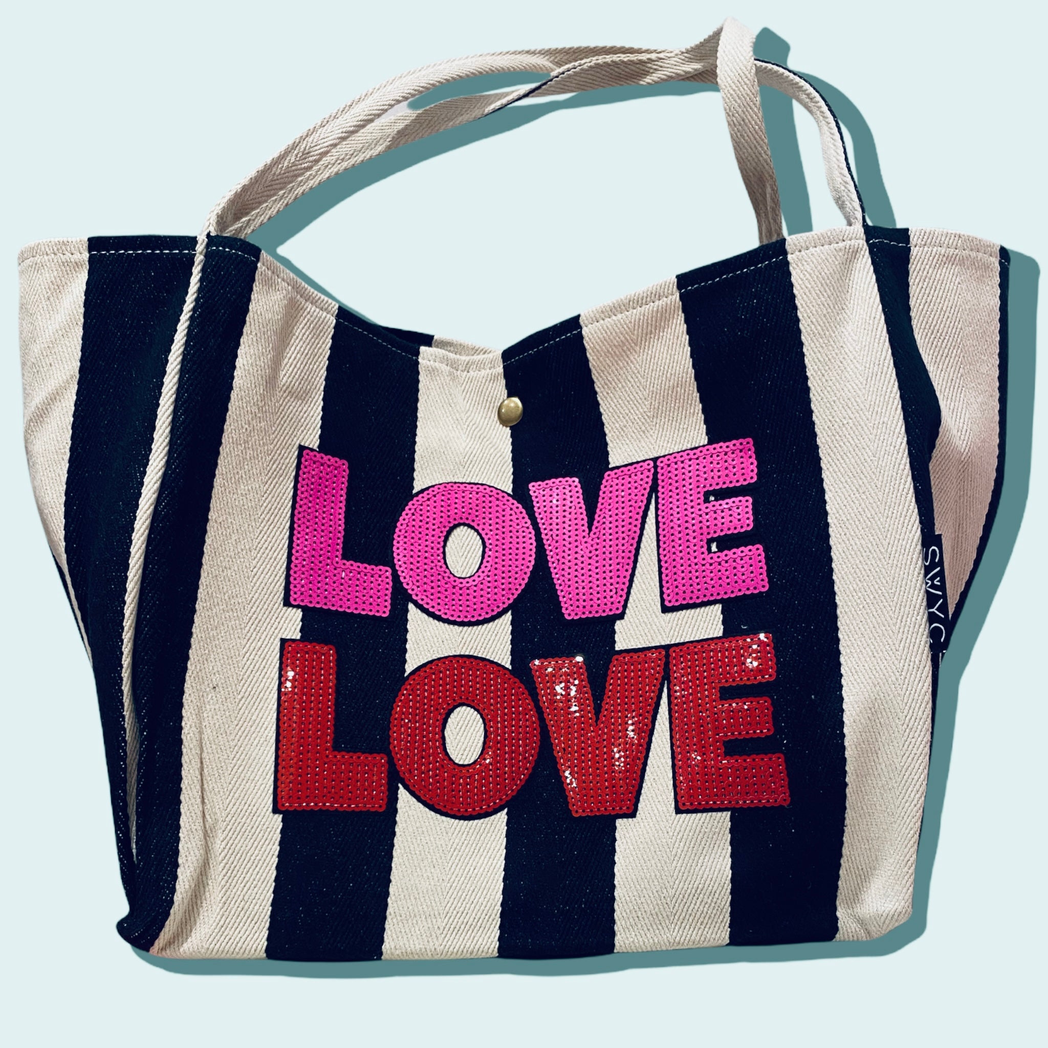 LOVE LOVE sequin bag - black stripe