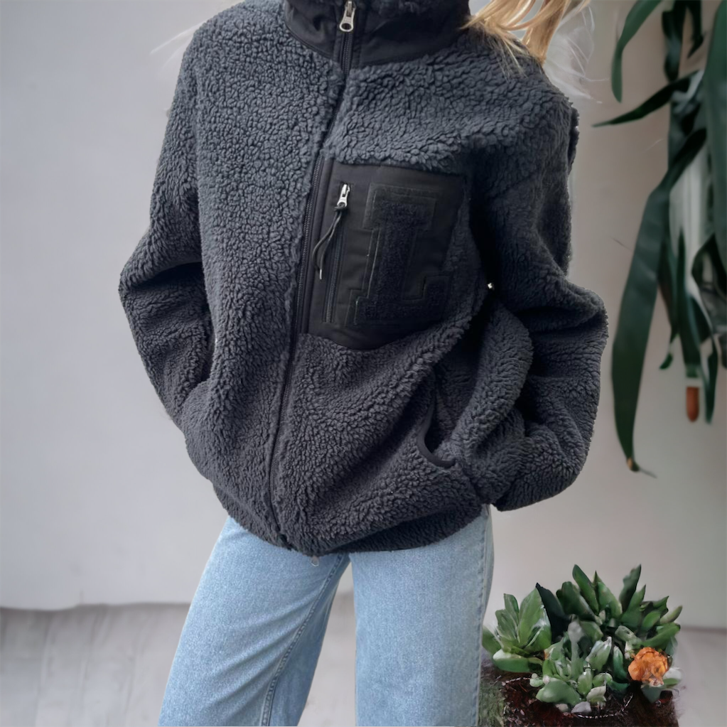 Adults personalised fleece jacket GREY