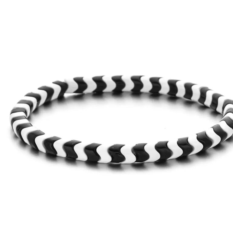 Rounded monochrome tile bracelet