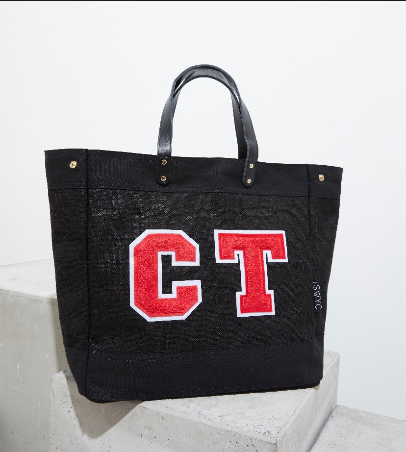 Black jute market shopper bag