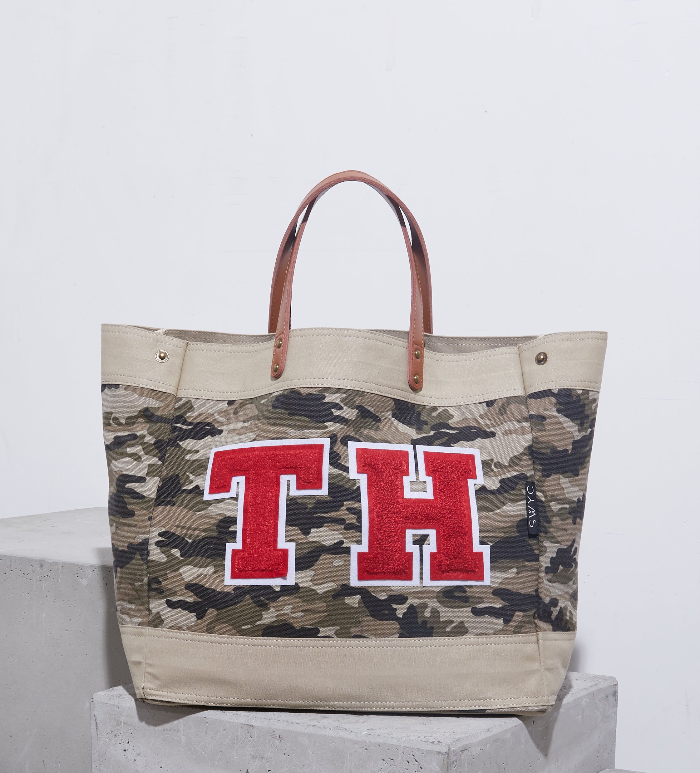 Camo print market shopper bag