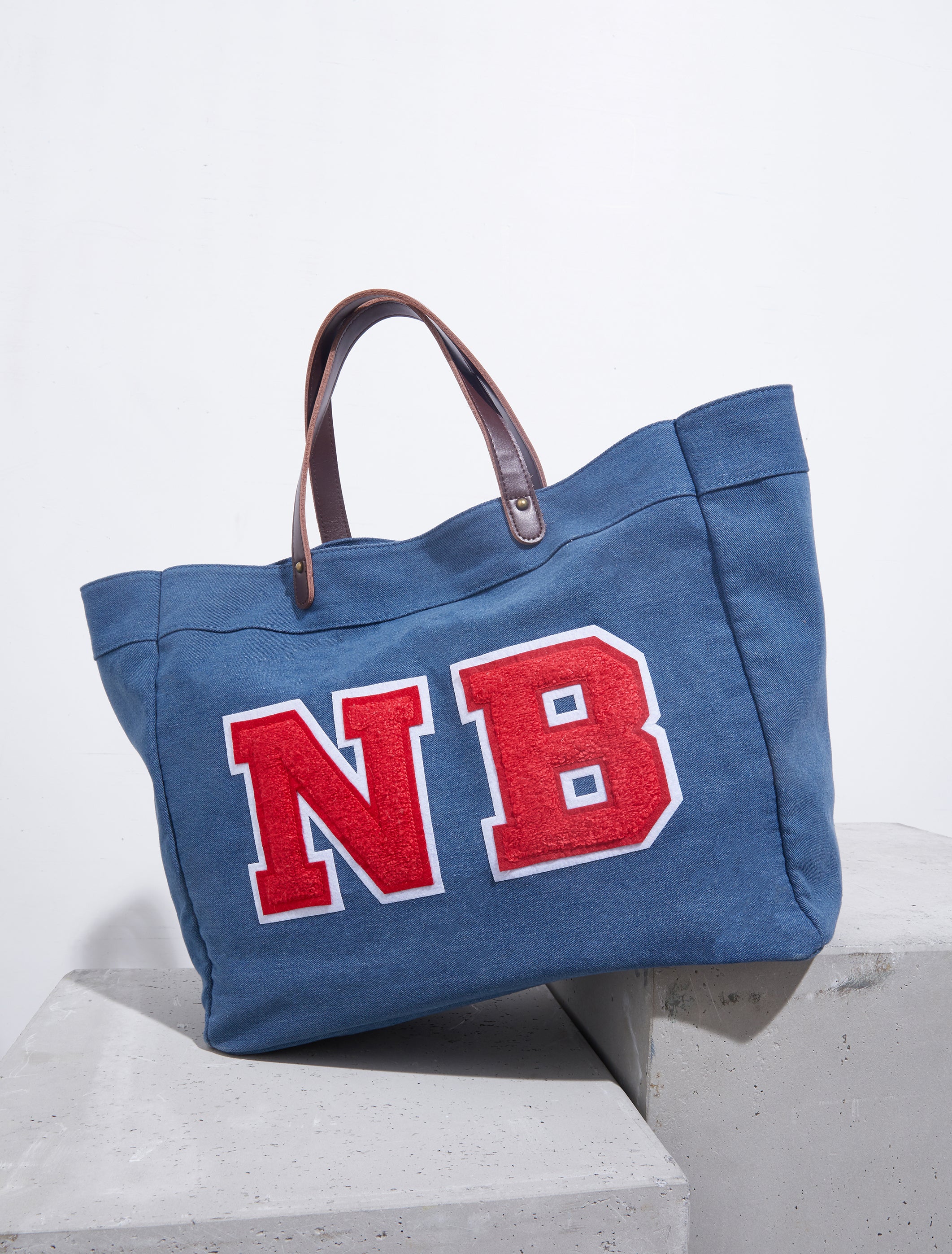 Mid blue denim shopper