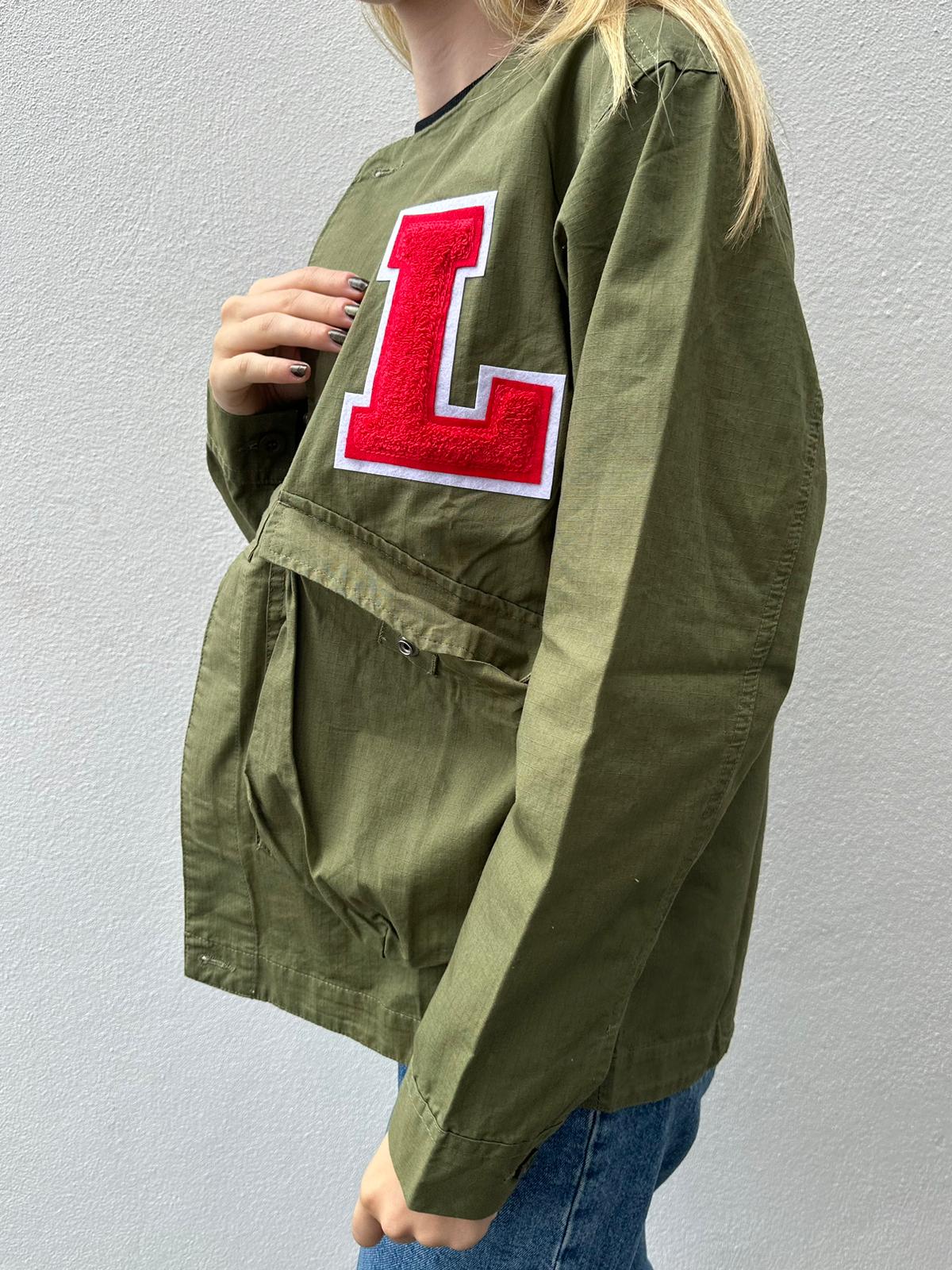 Personalised khaki shacket