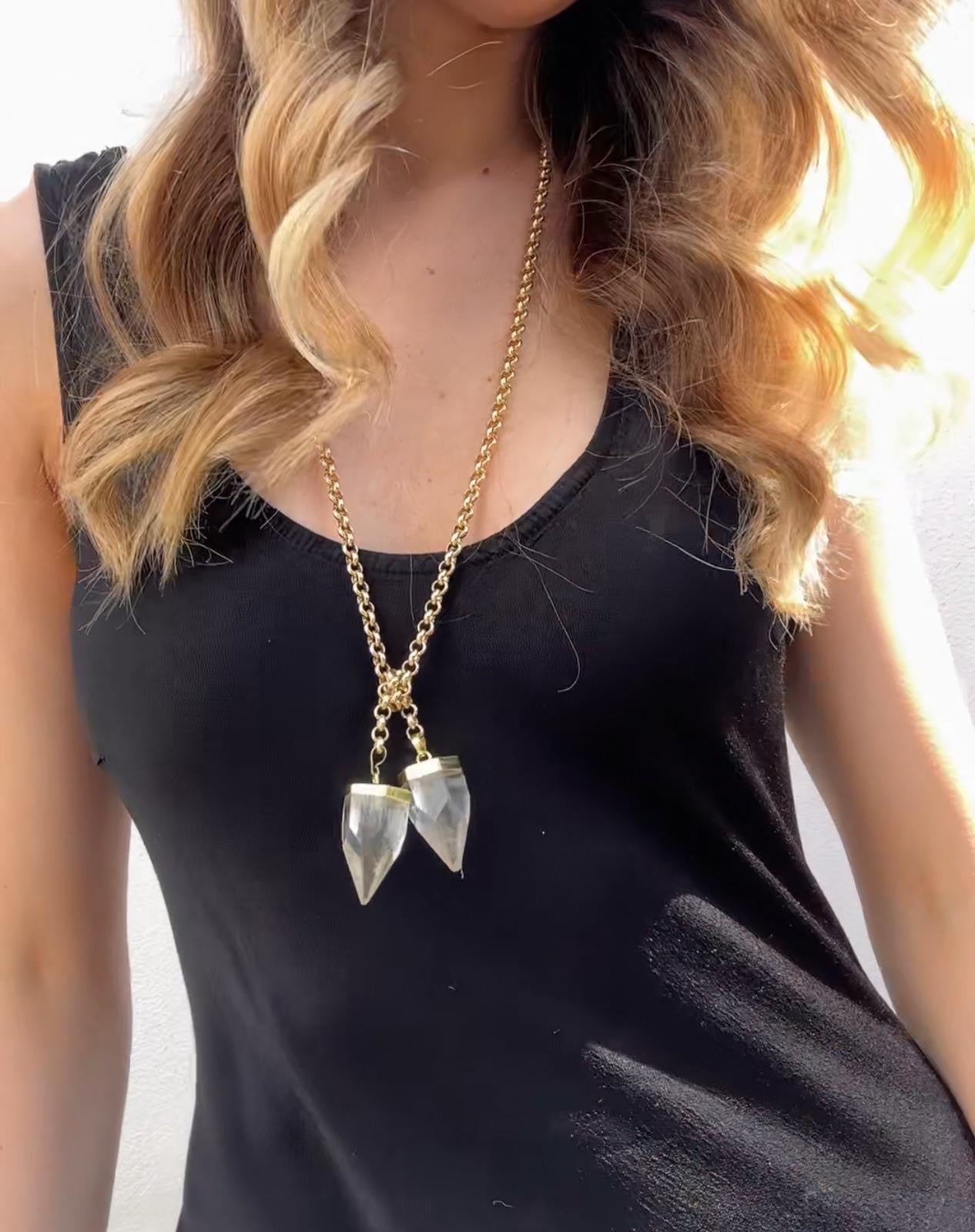 Crystal quartz knot statement necklace