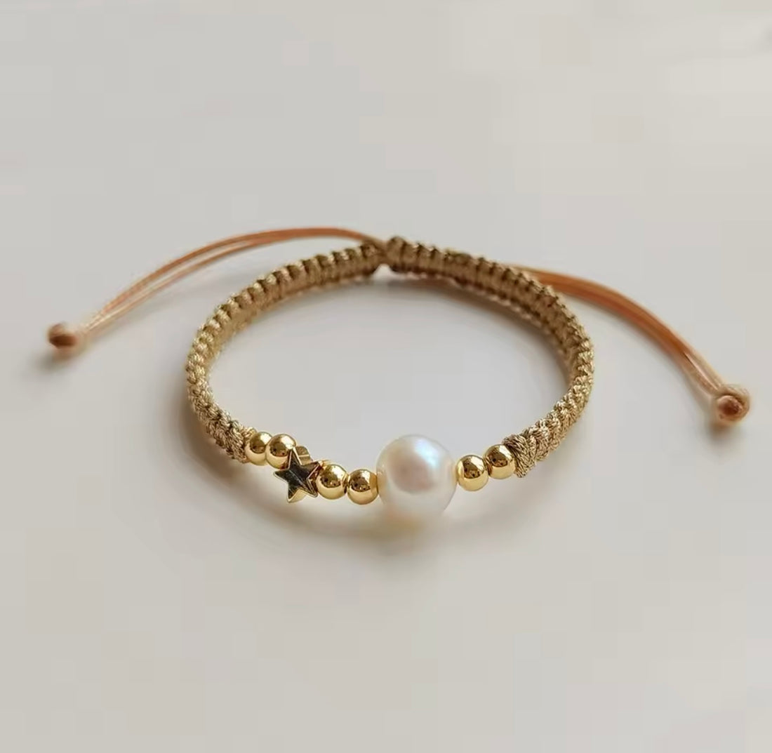 Pear and star chord bracelet