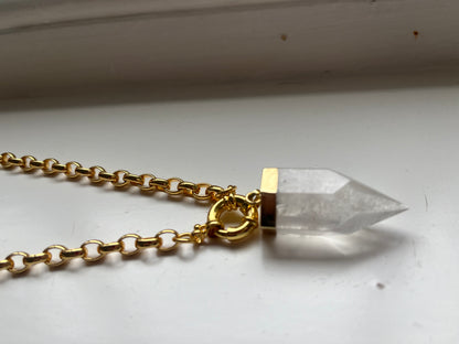 Crystal quartz T bar necklace