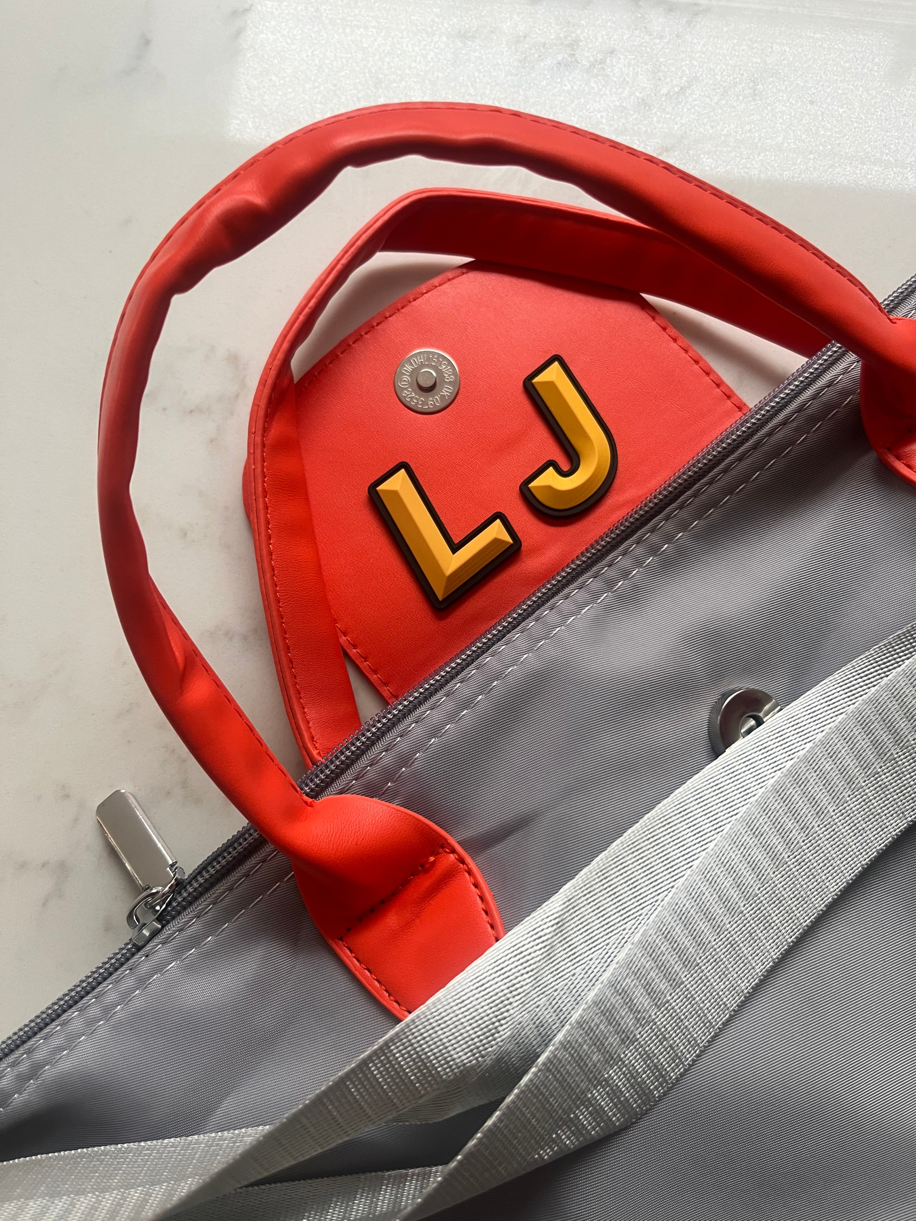 Large nylon shopper bag - rubber initials