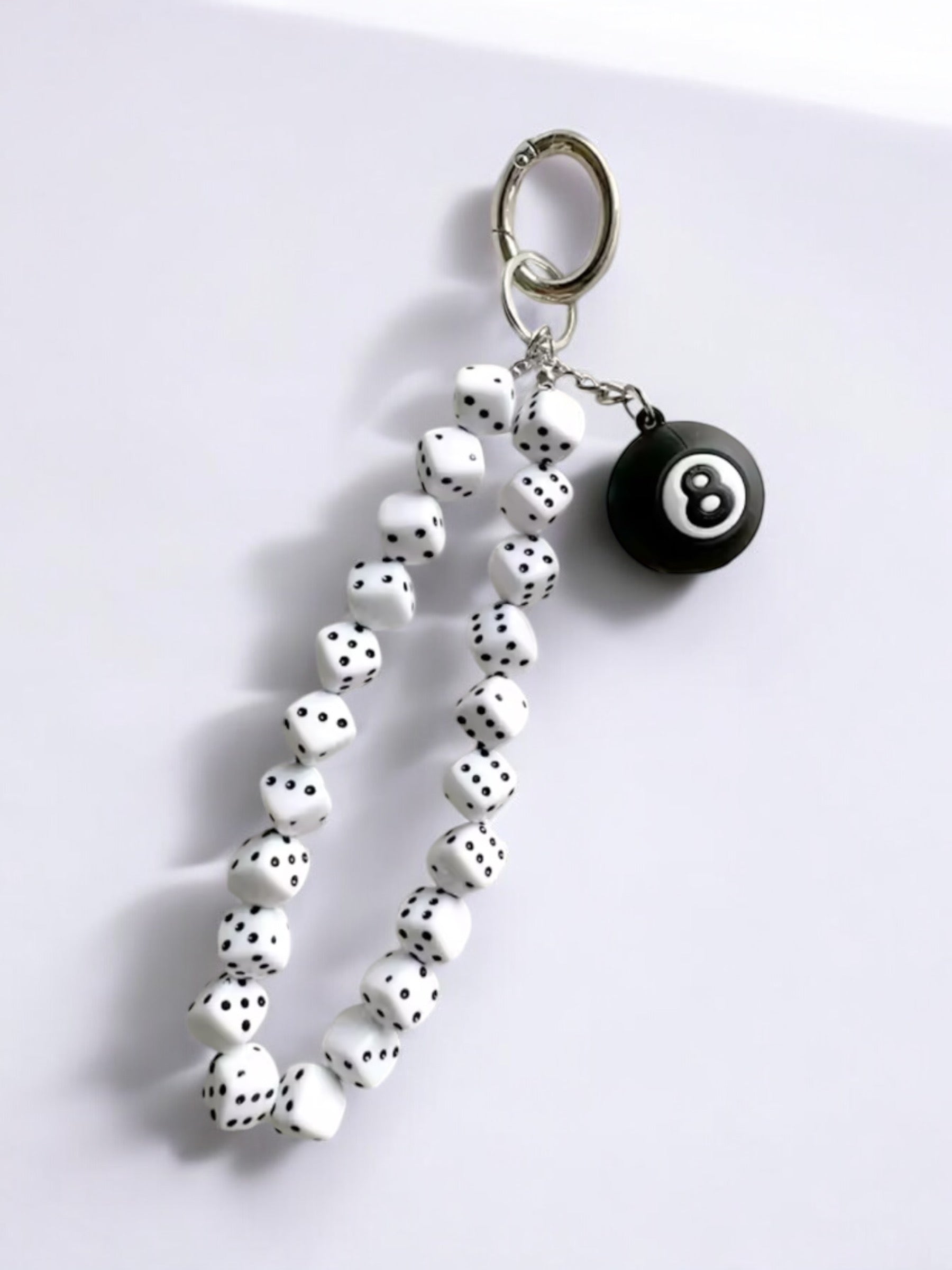 Dice and magic 8 ball keyring/bag charm