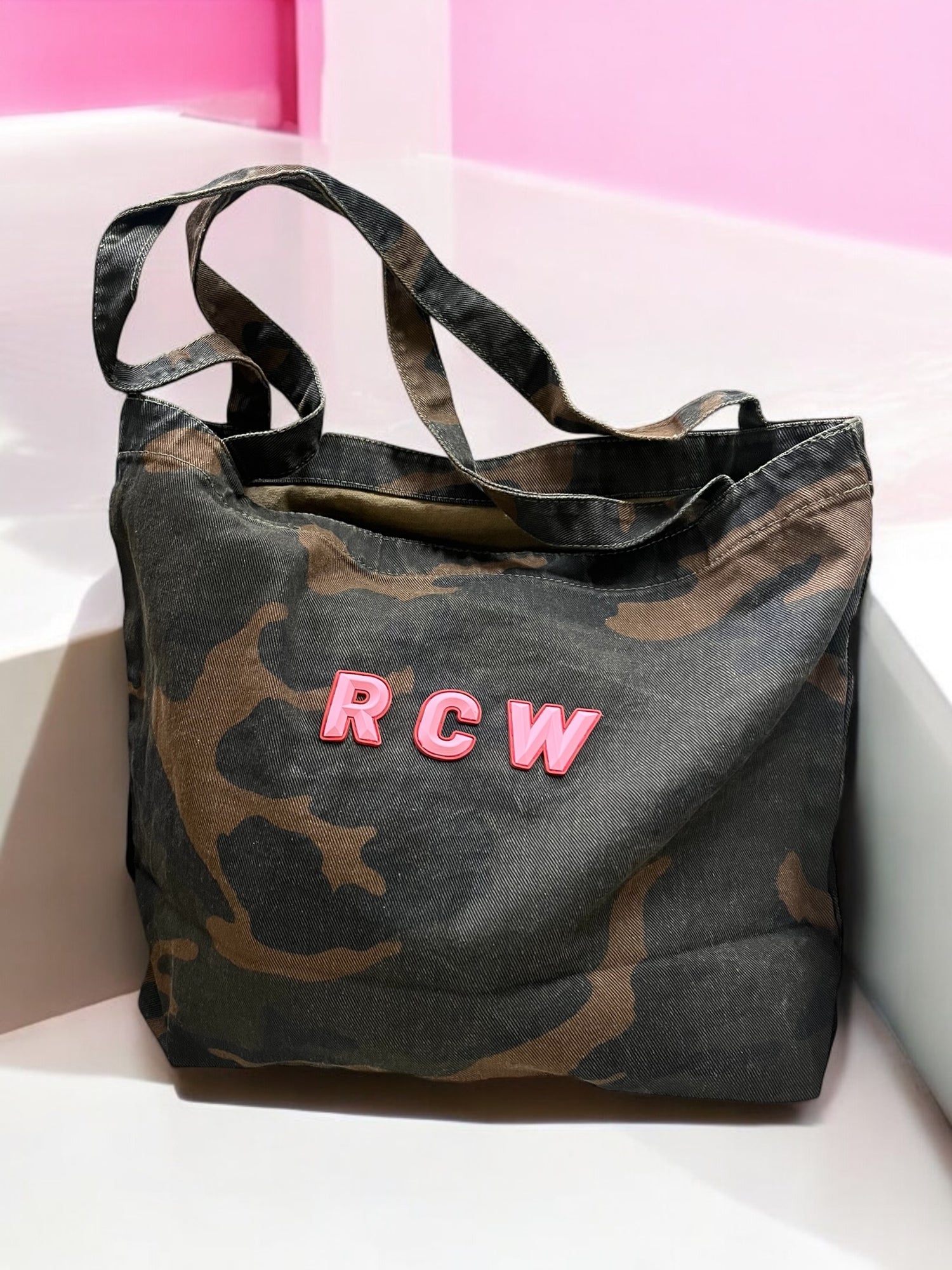 Rubber wording camo bag