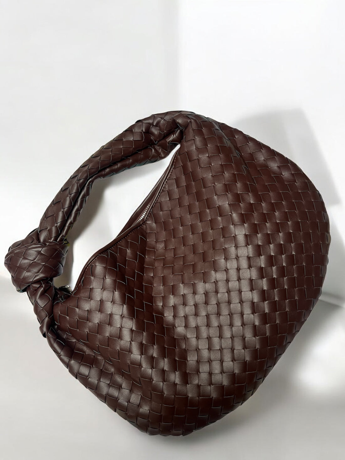 Chocolate brown knot woven bag