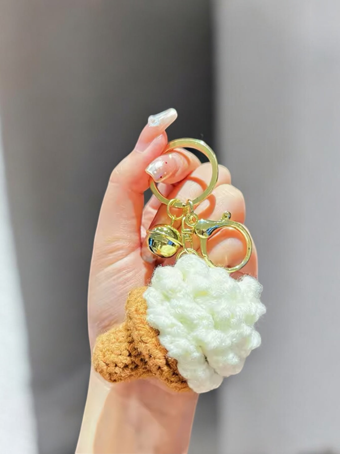 Crochet ice cream bag charm