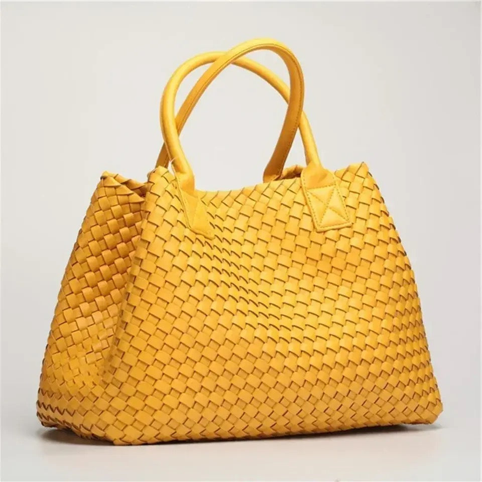 YELLOW WOVEN SHOPPER BAG – SWYC