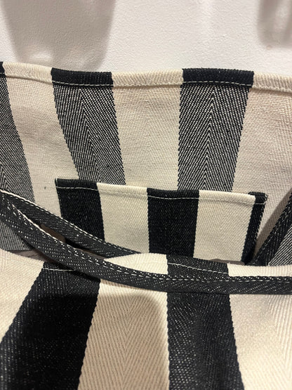 Rubber wording black striped bag