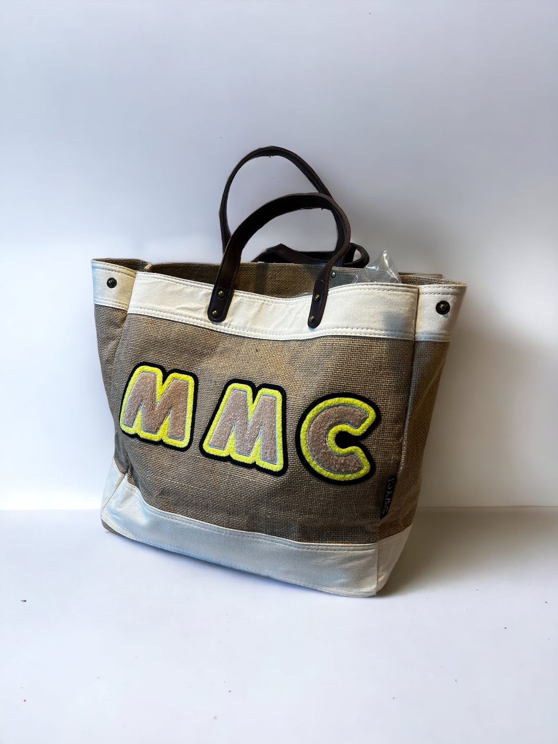 Jute market shopper bag - small initials