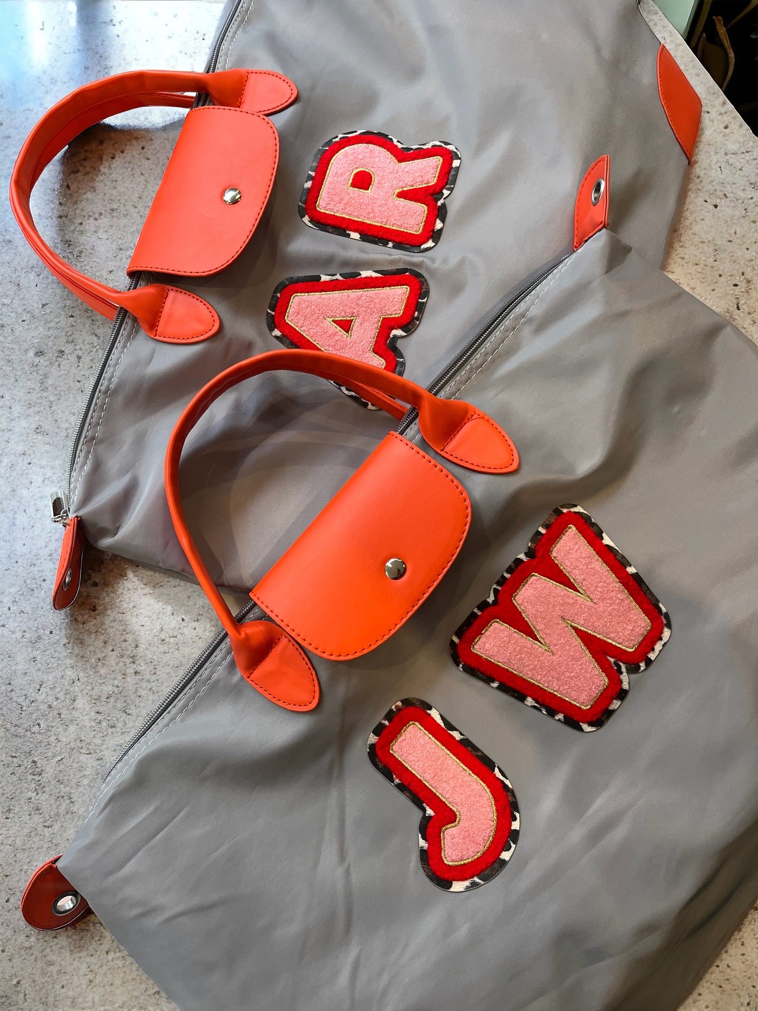 Large nylon shopper bag - patch initials