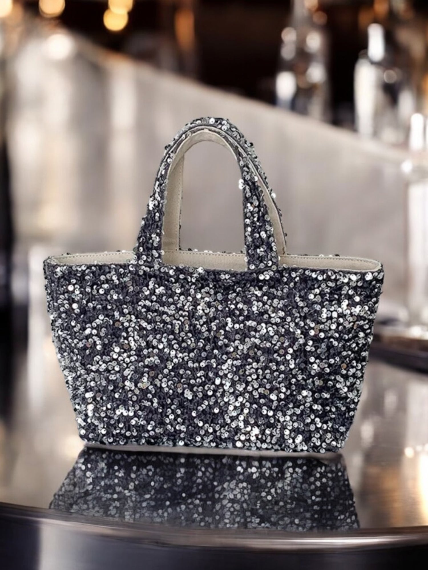 Sequin statement bag